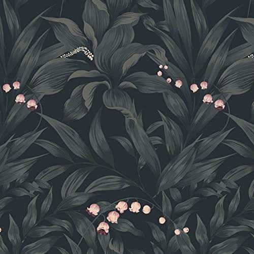 VANISA Wallpaper Self-Adhesive Film Leaves and Flowers Furniture Decorative Vinyl Wall Sticker Photo Cladding for Whon Bedroom Furniture, Blue, grey, pink, 41cm×3m (LM061)