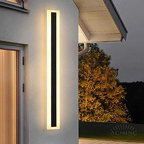 ACMHNC LED Outdoor Wall Light, Minimalist Modern Long Wall Lamps Indoor/Outdoor Waterproof Metal Wall Lighting for Living Room Bedroom Balcony Stairs Veranda Shop Wall Decoration,Warm White,120CM