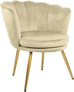 Genesis Flora Accent Tub Chair with Petal Back Armchair With Golden Chrome Finish Metal Tube Legs (Champagne)