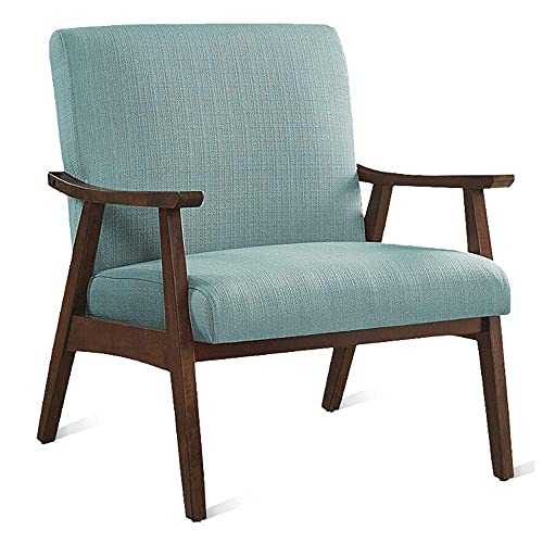 Armchair for Recliner, Accent Chair With Arms, Modern Occasional Chair Buttoned Linen Fabric Accent Chair with Footstool for Bedroom Living Room Office Lounge Reception,Green