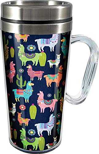 Cyber Distributors Llama Insulated Travel Mug, 14 ounces, Multicolored - Vacuum Double Wall Travel Bottle For Kids And Adults