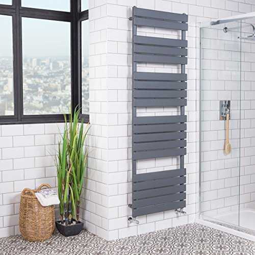 WarmeHaus Bathroom Heated Towel Rail Radiator Rad Central Heating Flat Panel - 1800 x 600 mm Sand Grey Juva