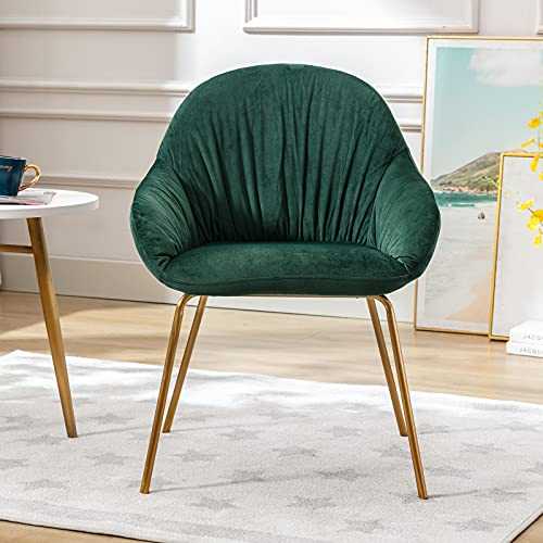 Wahson Velvet Armchair Modern Design Accent Chair Leisure Tub Chair with Gold Metal Legs, Occasional Chair for Living Room/Bedroom, Green