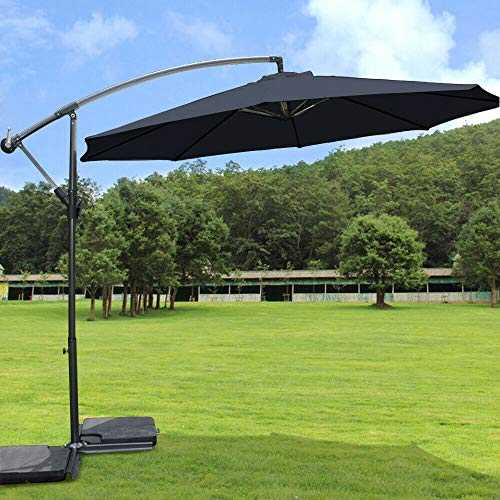 Greenbay Outdoor 3m Black Cantilevered Garden Parasol Large Hanging Banana Umbrella with Crank Mechanism