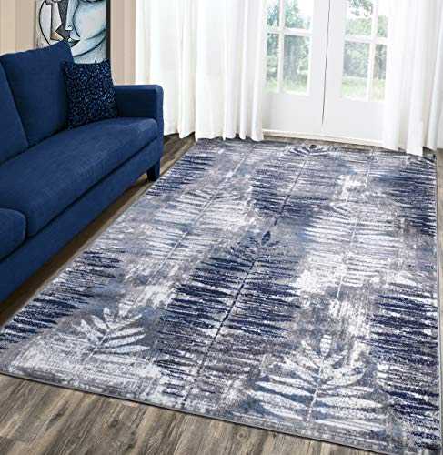 A2Z Rug|Paris 1941 Palmette Art Silver Grey Navy Pattern|Conservatory Foyer Front Room Area Rug|Soft Short Pile|240x330cm - 7'10"x10'10"ft|Contemporary Extra Large Area Carpet