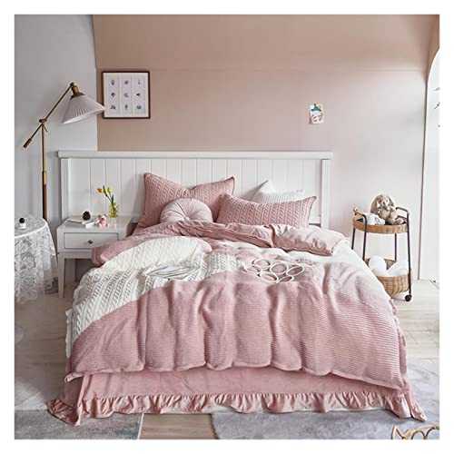 Mifty 4 Pieces Duvet Cover Set- Luxury Ultra Soft Crystal Velvet Bedding 4PC, Soft, And Breathable Duvet Cover Set With Zipper Closure (Color : Pink, Size : Queen Size 4pcs)