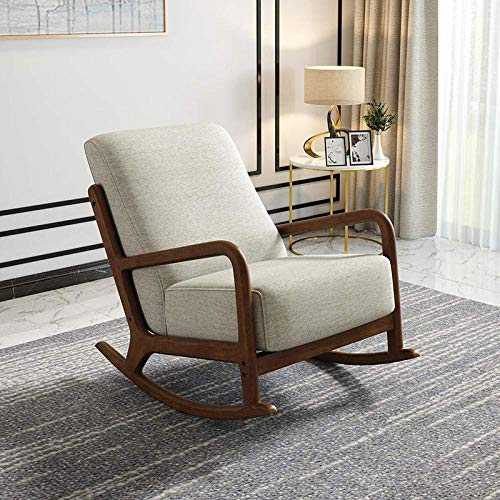 YANGGUANG Rocking Chair,Comfortable Relax Nordic Balcony Rocking Chair Home Sofa Lazy Solid Wood Lounge Chair Bedroom Living Room Recliner Armchair Bearing Weight 200Kg - Light Coffee Color