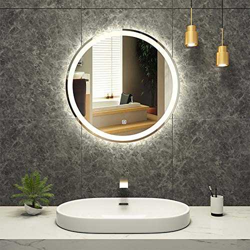 Round Smart Mirror LED Illuminated Makeup Mirror Defogging Bathroom Mirror Toilet Round Mirror 50*50/60*60/70*70cm Three-color Stepless Dimming + Single Touch + Anti-fog Wall-mounted Vanity Mirror