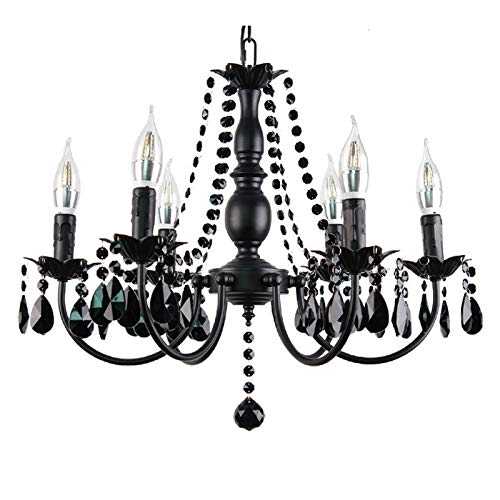 Zenghh Gothic Revival Ceiling Lamp Luxury Crystal Pendant Dark Black Art Chandeliers Roman Greece Home Decoration Wall External Light for Dressing Room Clothing Store Basement Wine Cellar
