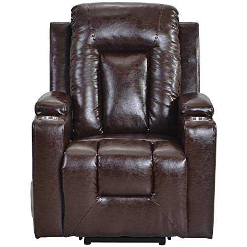 WGYDREAM Lift Chair Electric Riser Recliner Sofa for Elderly Leather Recliner Armchair Side Pockets and 2 Cup Holders for Living Room Bed Room