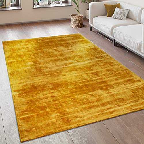 Paco Home Large Rug Vintage Short Pile Handmade 100% Viscose, Size:240x340 cm, Colour:Yellow