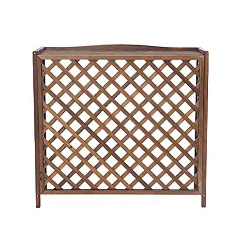 FYZS Wooden air conditioner cover Large Air Conditioner Cover for Outside Units, Outdoor Wooden Hidden Air Conditioning Fences Screen with Grid Design, Easy to Install