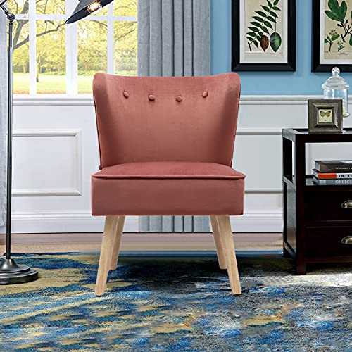 INMOZATA Tub Dining Chair in Comfy Velvet Upholstered Accent Chair Back Wing Occasional Leisure Armchair with Solid Wooden Legs for Bedroom Living Dining Room (Pink)