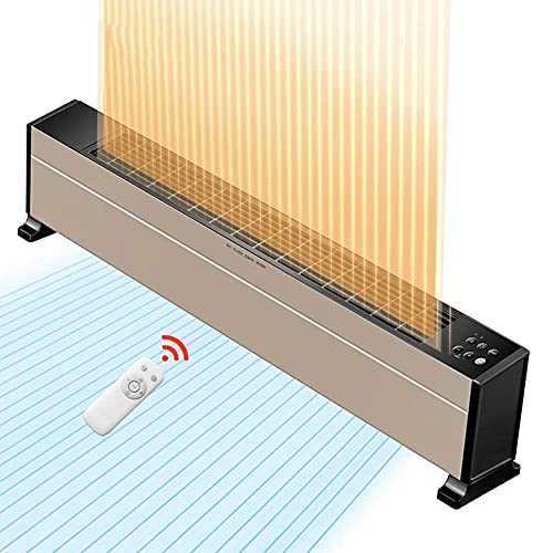 Electric Baseboard Heater, Mobile Convector Radiator Space Heaters with Remote Control, Intelligent Thermostat And 24 Hours Timer,IPX4 Waterproof Bathroom Energy Saving,2200W,Black