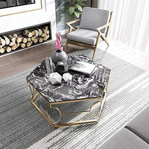 XWZJY Contemporary Marble Coffee Table,Hexagon Accent Table,Sofa Side Table for Living Room Hotel,High-Grade Furniture