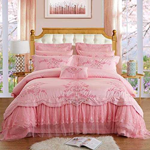 HJRBM Bedding Set Embroidery Luxury Lace Bed Set Bed Cover Bedsheet 4/6/9pcs/Set Duvet Set Cover Bed Bedclothes,1,King Size 6pcs (2 King Size 4pcs)