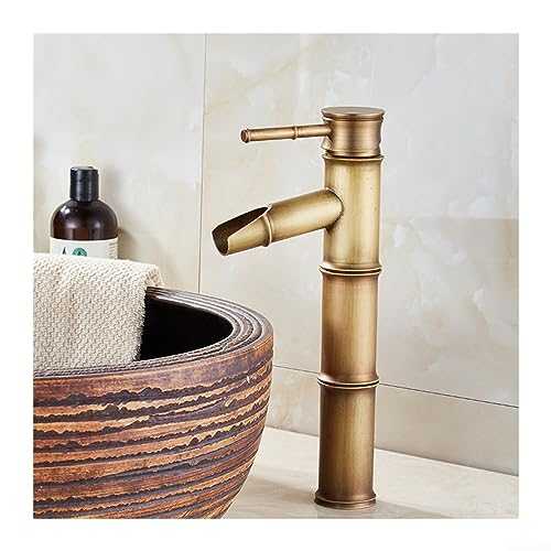 Bathtub Faucet, Bathroom Copper Bamboo Antique Tap with and Hot Inlet Sink for Cold Kitchen Mixer Faucet Water Tube High Shape Basin Bathtub Faucets, L