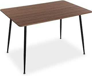 Versa Iulia Table for Kitchen, Patio, Garden or Dining Room, H 75 x W 80 x D 120 cm, Wood, PVC and Metal, Brown and Black, 120 x 80