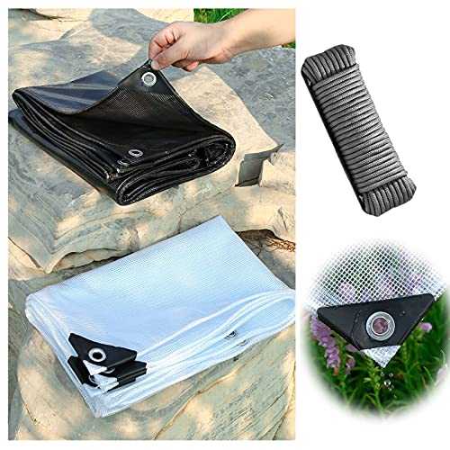Gaiev Clear Mesh tarp,1.6x3.3Feet Thicken Transparent Waterproof Tarpaulin,Black or White,Curtains/Outdoor/fish pond canopy/Garden (Color : White, Size : 8x8m)