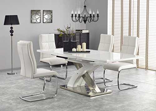 Sandor 2 160-220cm White Glass & White High Gloss Modern Extendable Dining Table