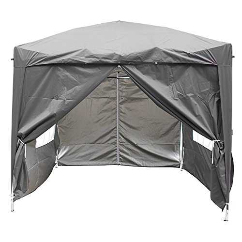 Greenbay 2.5x2.5M Pop-up Gazebo Outdoor Garden Party Tent Folding Gazebo with 4 x Sidewalls | 4 x Leg Weight Bags | Carrying Bag | Anthracite