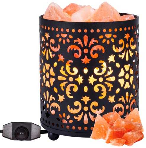 Giggi Salt Lamp, bedside lamp with Dimmer Switch| Metal Basket Himalayan Salt Lamp | Salt Lamps Himalayan | Pink Salt Lamp Table Lamp Crystal Lamp Night Light Rock Salt Lamp for Home Decor Accessories