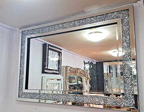 Premierinteriors Gatsby Crushed Diamond Crystal Glass Silver Frame Bevelled Wall Mirror 120x80cm