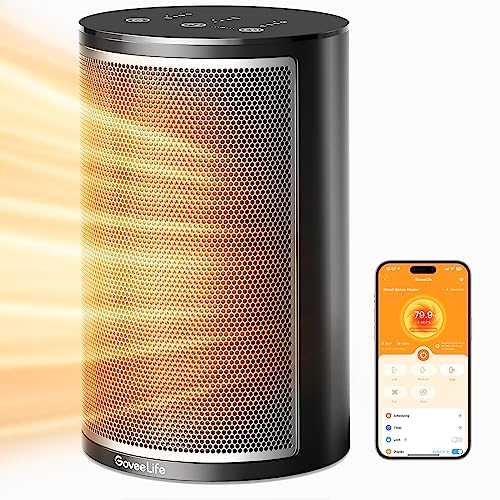 GoveeLife Smart Electric Heater, Low Energy Efficient, 24H Timer Heater for Indoor Use with Thermostat, Wi-Fi App &Voice Remote Control, Ceramic Heater Safety for Home Room Office Desk Portable