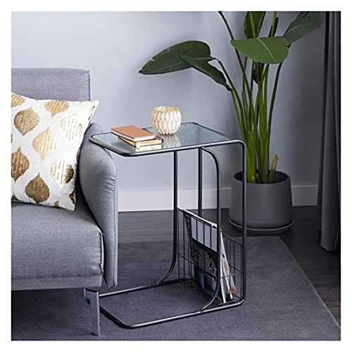 Creative Sofa Side Table Glass Countertop Small Coffee Table Bedroom Bedside Table Modern Simplicity End Table Beside Bed Sofa Portable Workstation Storage Magazine