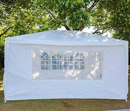 JAOSY 3M x 4M Gazebo Waterproof with 4 Side Walls 3 Windows Awning Party Wedding Tent Canopy Garden Marquee Upgraded Version, 5 Year Warranty, White