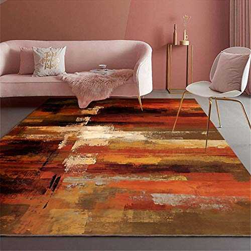 washable rugs for living room Living room carpet orange is not fading, dirt and wear resistance non slip rug baby room accessories