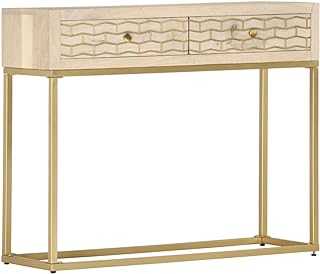 AGGEY Furniture,Cabinets,Console Table Gold 90x30x75 cm Solid Mango Wood,Storage,Buffets