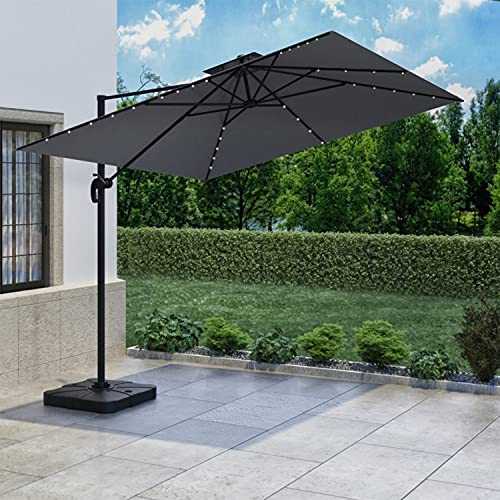 3x3m Square Cantilever Garden Parasol with Solar Lights - Base and Cover Included