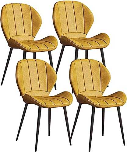 Modern Kitchen Dining Room Chairs Set Kitchen Leather Dining Chairs Set of 4 Modern Design Dining Chair Kitchen Chairs Vintage PU Back Padded for Dining Room Office ( Color : Yellow , Size : Golden l