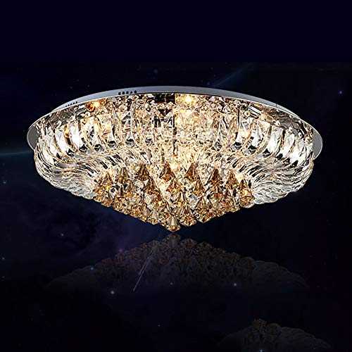 Crystal Palace K9 Crystal 6167 Modern Round Chandelier, Ceiling Light w/Remote Control, Colour Changing Ceiling Light, LED Light Chandelier for Living Room and Exhibitions, Champagne Colour, 65 cm