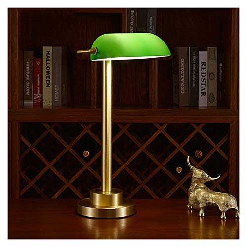 dhcsf Desk Lamp Simple Retro Table Lamp Dimmable LED Desk Lamp with Green Lampshade Charging Table Lamp with 3 Dimming Levels, Touch Control Eye-caringTable Lamp