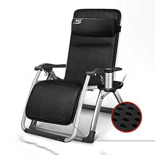HJRBM Home Leisure Furniture - Folding Lounge Chair Lunch Break Armchair Adjustable Luxury Recliners Garden Chair Summer Beach Chair (Color : Black) (Color : Silver)