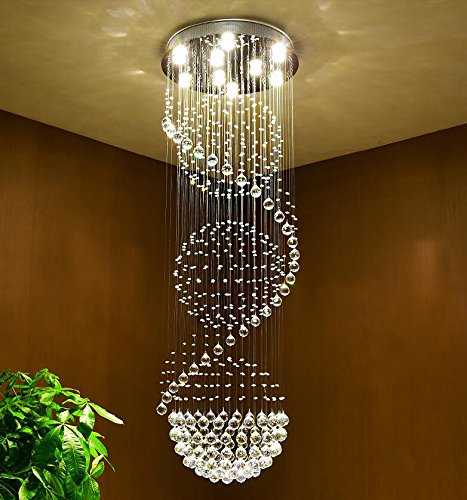Siljoy Spiral Three Sphere Ball Raindrop Crystal Chandelier Lighting Modern Ceiling Lights W50 x H180 cm