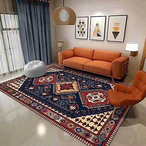 REDREDRED Area Rugs Home Decor Black Persian Floral Oriental Formal Traditional Moroccan Boho Non-Shedding Stain Resistant Room Geometric Pattern