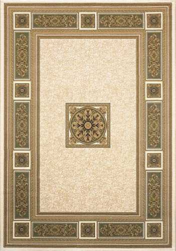 The Good Rug Company Da Vinci Traditional Rugs 57801-6444 Cream & Green 2.4m x 3.4m (7'10 x 11'2 approx)