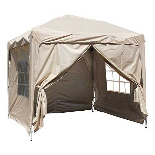Greenbay Beige Pop-up Gazebo Marquee Canopy with 4 Side Panels and Carrybag - 2.5m x 2.5m