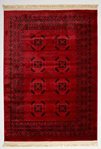 Traditional Extra Large Tribal ALBANE RED Afghan Design Pattern Hooked Area Rug Tribal Nomadic Afghani Style Rugs 300 x 400 cm (10ft x 13ft2")