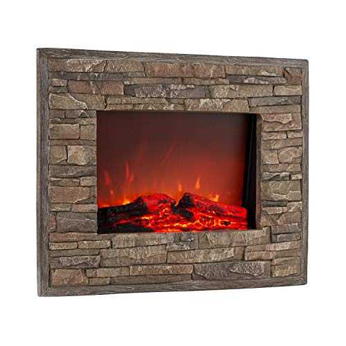 Klarstein Alpbach - Electric Fireplace, Power: 1800 Watts, 2 Heating Levels, Dimensions: 65 x 51.5 x 14 cm, Realistic Flame Effect with Embers, Viewing Window, Frame Made of Resin in Stone Look