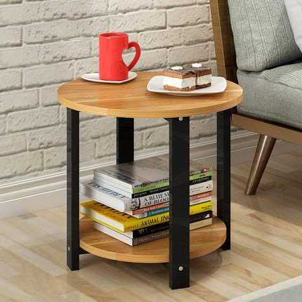 End Table Sofa Side Table with Storage Shelf Coffee Table Nightstand Bedside Table Laptop Table Metal Frame MDF Table Top Black (Brown)