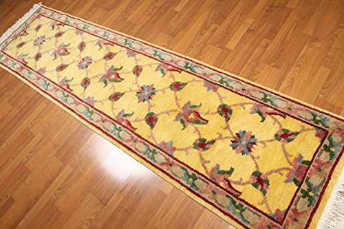 2'6"x10' Damien Gold, Rust, Green, Blue, Multi Hand Knotted Wool Persian Oriental Runner Oriental Area Rug