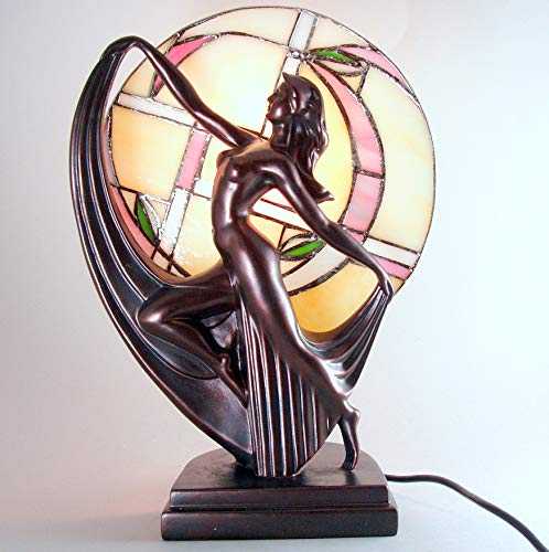 Art Deco Bronze Dancing Tiffany Lady Lamp