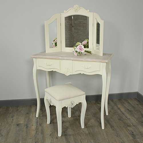 Home Furniture Cream Shabby French Chic Wooden Dressing Table Set - Perfect Table For Any Hallway, Living Rooms, Conservatory and Bedroom