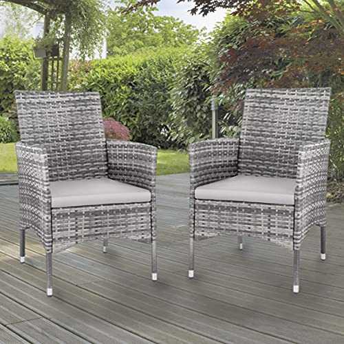 GardenKraft Outdoor Garden Chairs Sets / 2 Individual Armchairs/Rattan Garden Furniture/Black, Grey or Brown Colour/Waterproof Polyester (Grey)