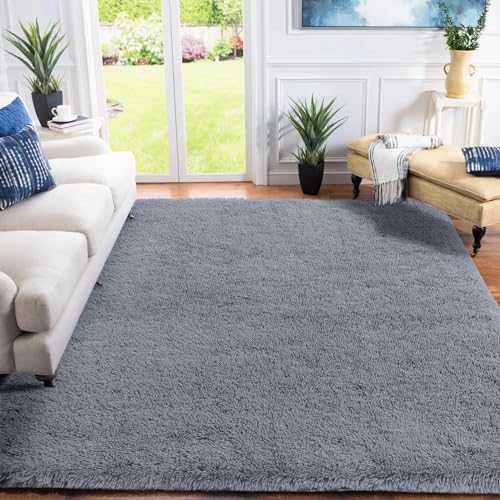 XSIVOD Ultra Soft Luxury Fluffy Shag Area Rugs for Living Room Floor Carpet, Modern Indoor Home Decor Rug Ideal for Bedroom, Nursery, Kids Baby Room, 120x160cm, Grey