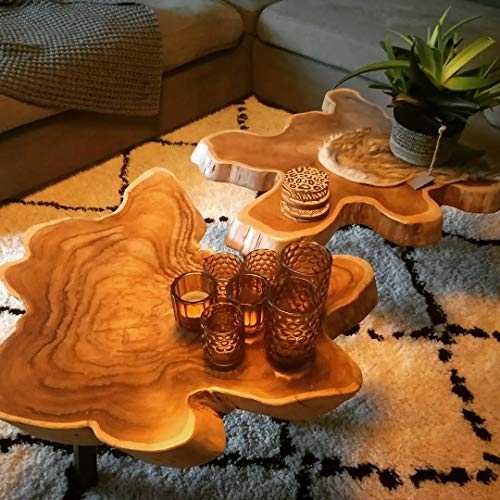 Cikonielf Handmade Coffee Table 80 x 70 x 38 cm Teak Wood Coffee Table Living Room Decoration